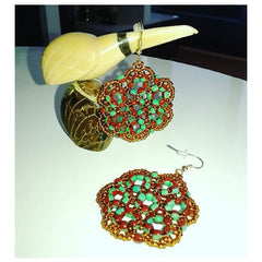 Aretes / Zarcillos Flor Gitana verde Goldfilled