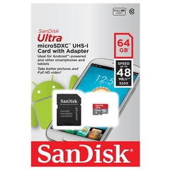 Memoria Micro SD SanDisk Ultra 64GB, Clase 10